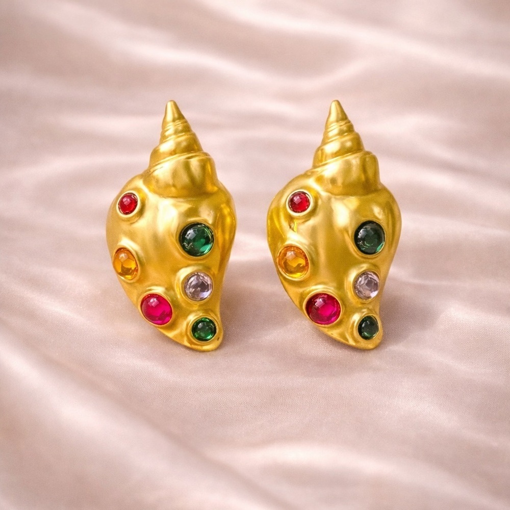 Seashell Gold Colorful Shell Earrings